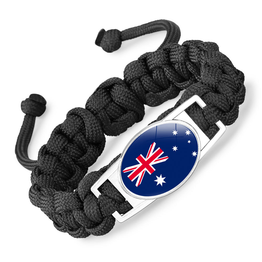 Flag-pattern Woven Adjustable Paracord Bracelet