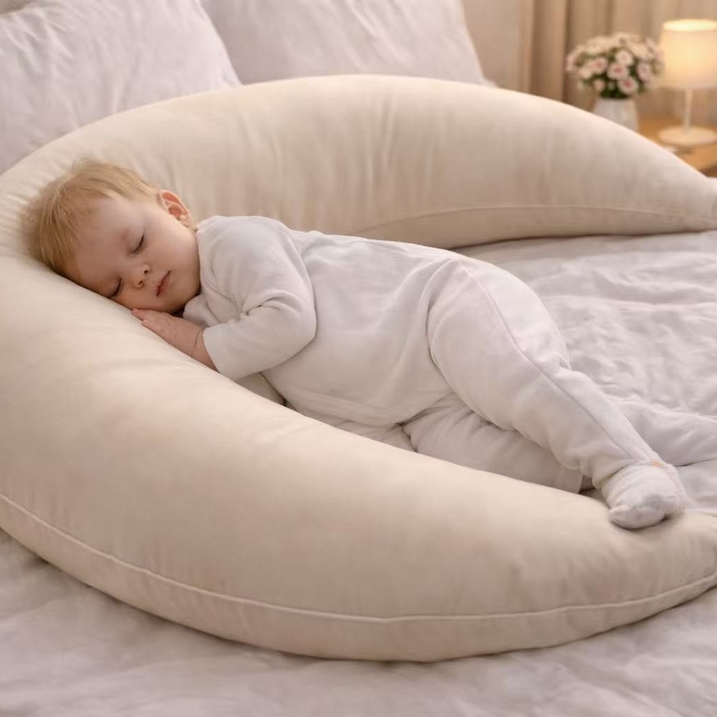 Skin-friendly Fabric Big Moon-shaped Maternity Pillow