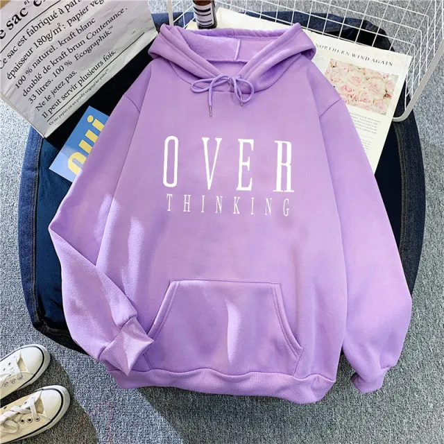 Women's Autumn And Winter Loose Coat Mid length Sweater Light Purple White Picture - Shop at LoveMi