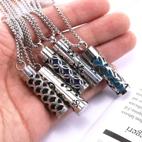 Cylinder Love Aromatherapy Pendant Perfume Essential Oil Stainless Steel