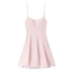 European And American Style Striped Short Stitching Sling Dress - View 1