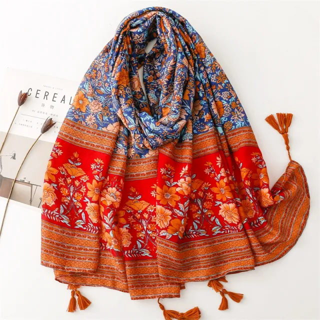 Women's Shawl Red And Blue Classical Nation Sl2306024 - Shop at LoveMi