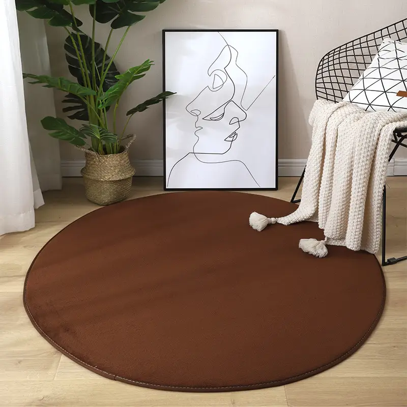 Round Coral Fleece Carpet Home Bedroom Rocking Chair Cushion