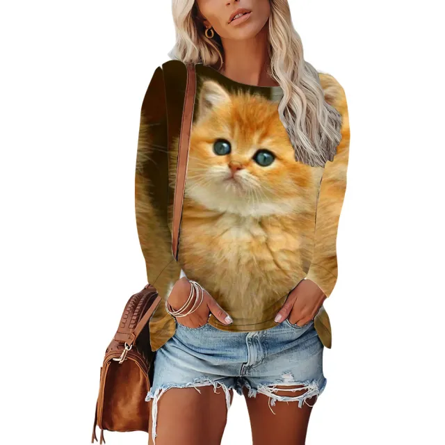 Womens Long sleeve Crew neck T shirt From Europe And The US Style 7 4Xl - Shop at LoveMi