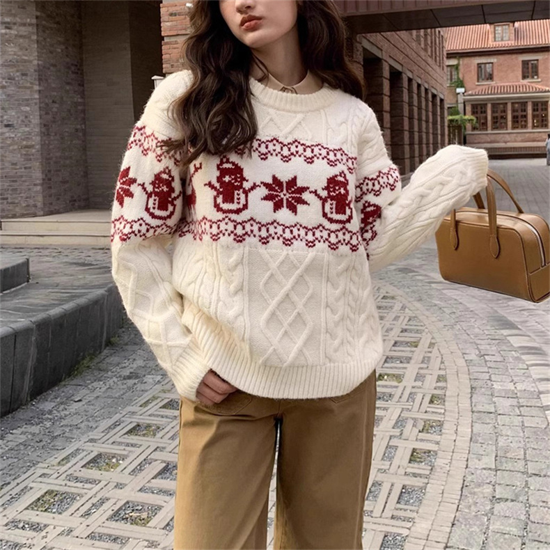 Korean Retro Christmas Atmosphere Silk Sweater