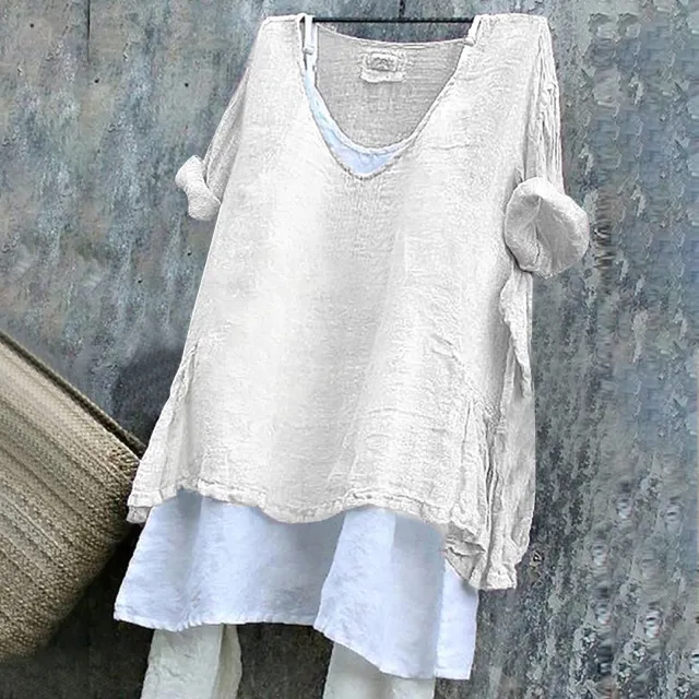 Women's V neck Short Sleeve Printed Top Excluding Linin White - Shop at LoveMi