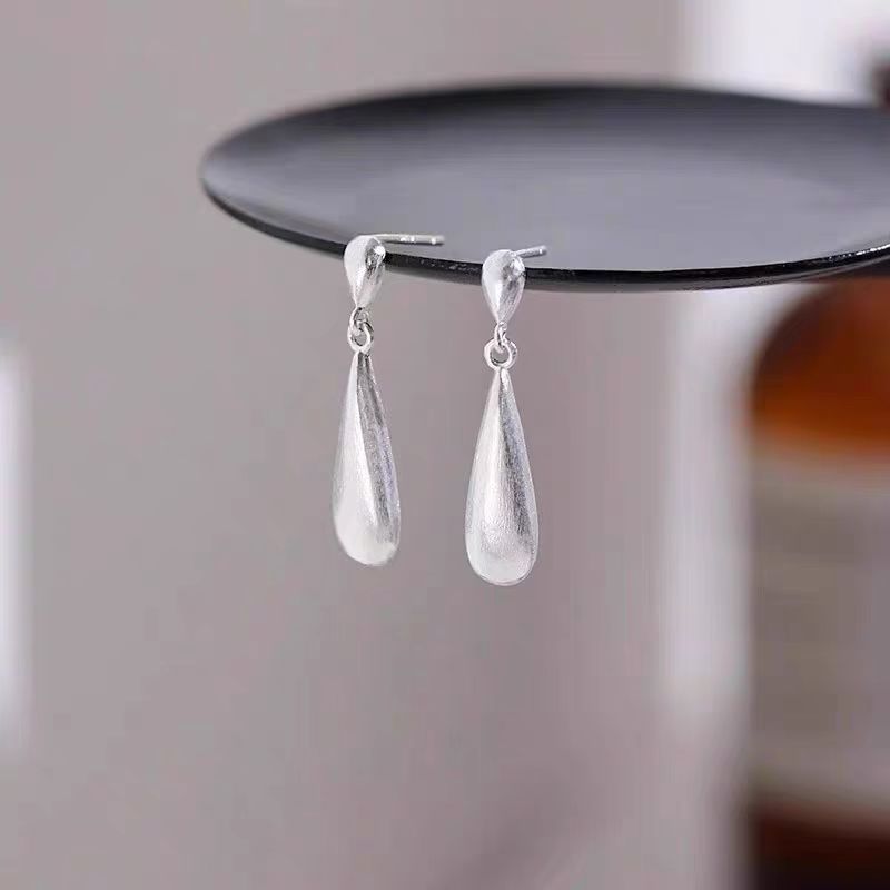 Large And Small Water Drop Ear Studs Frosted Melon Seeds Tassel