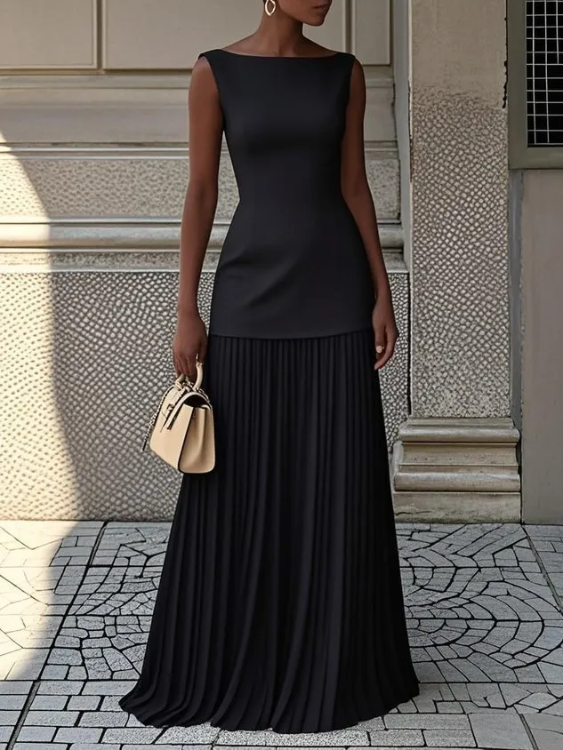 Solid Color Sleeveless Knitted Vest Sexy Slim Knit Dress Black - Shop at LoveMi