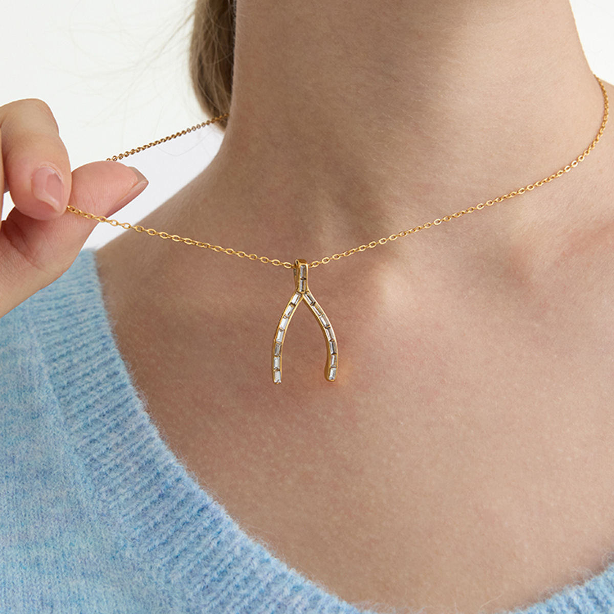 Thanksgiving Wish Bone Necklace And Earring Set For Women