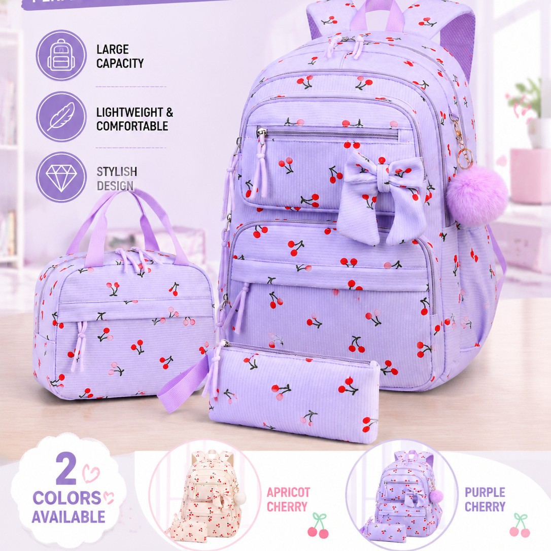 Three Piece Set New Corduroy Backpack