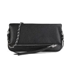 Fashion Chain Folding Clutch Women's Shoulder Messenger Bag - Black - View 1