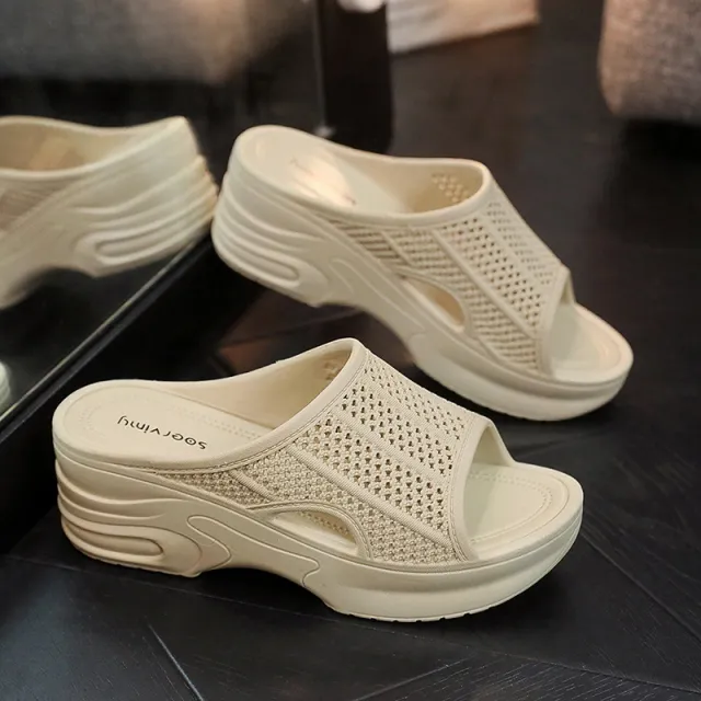 High Heel Slippers Women's Non slip Platform For Outer Wear Apricot - Shop at LoveMi