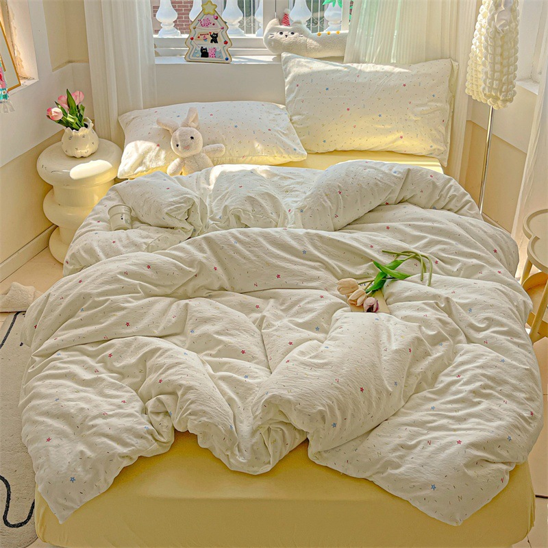Knitted Double-layer Gauze Printed Single Duvet Cover