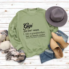 Round Neck European And American Letters Women's Large Size Long Sleeve Sweater - Olive - View 1