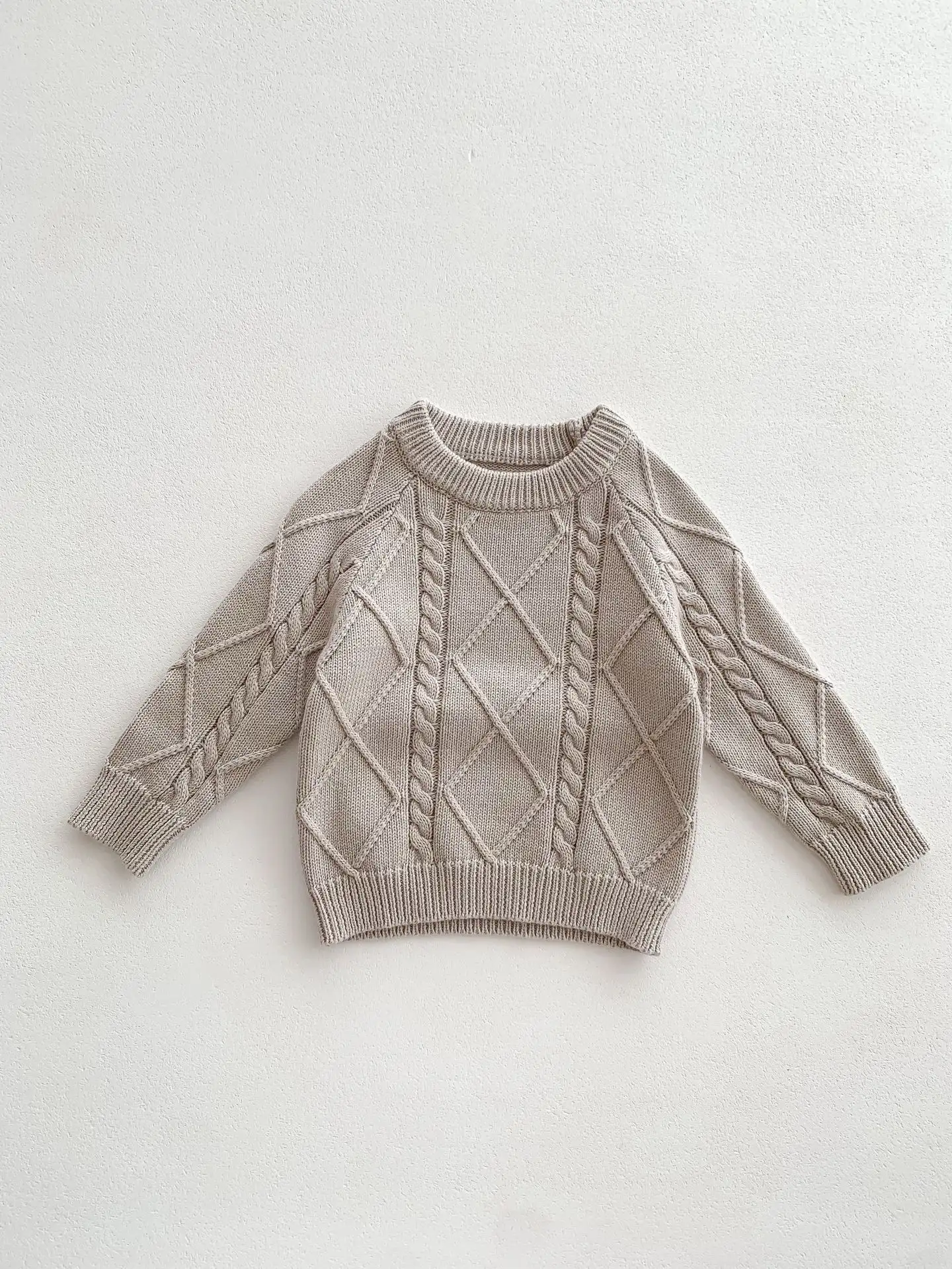 Baby Twist Knitted Overalls Suit Pullover Sweater Jumpsuit