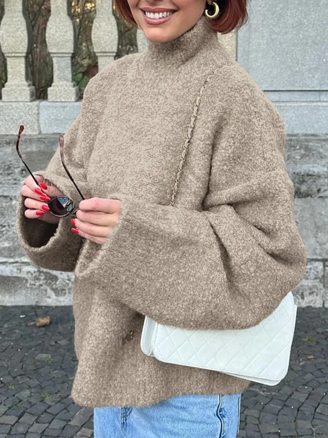 European And American Leisure Wool Long sleeved Coat Khaki - Shop at LoveMi
