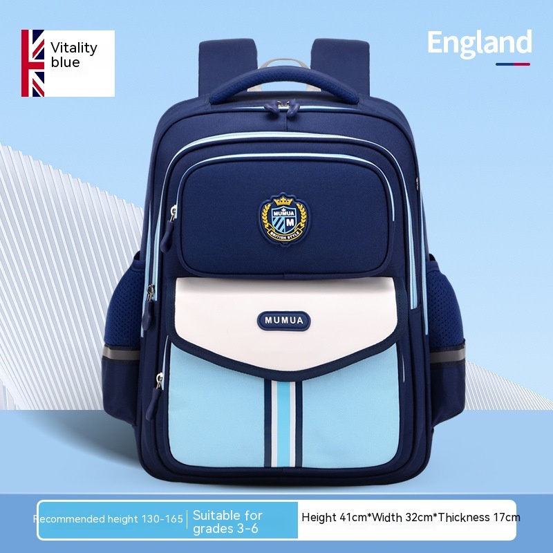 Primary School Student Waterproof Spine Protection Waist Support Large Capacity Backpack Oxford Cloth For Boys And Girls - Image 5