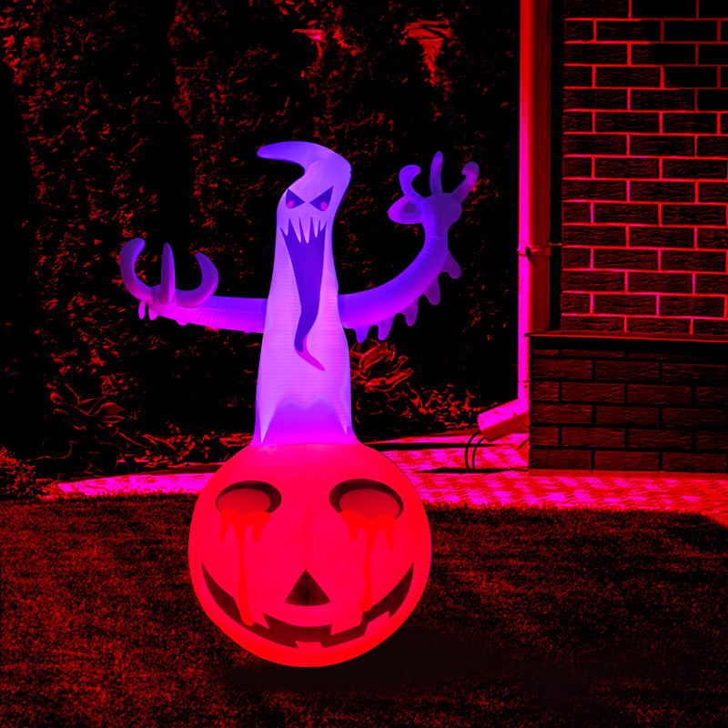 Décor gonflable citrouille fantôme Halloween LED 10