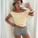 Solid-color Sleeveless Off-shoulder Boat-neck Backless T-shirt view 1
