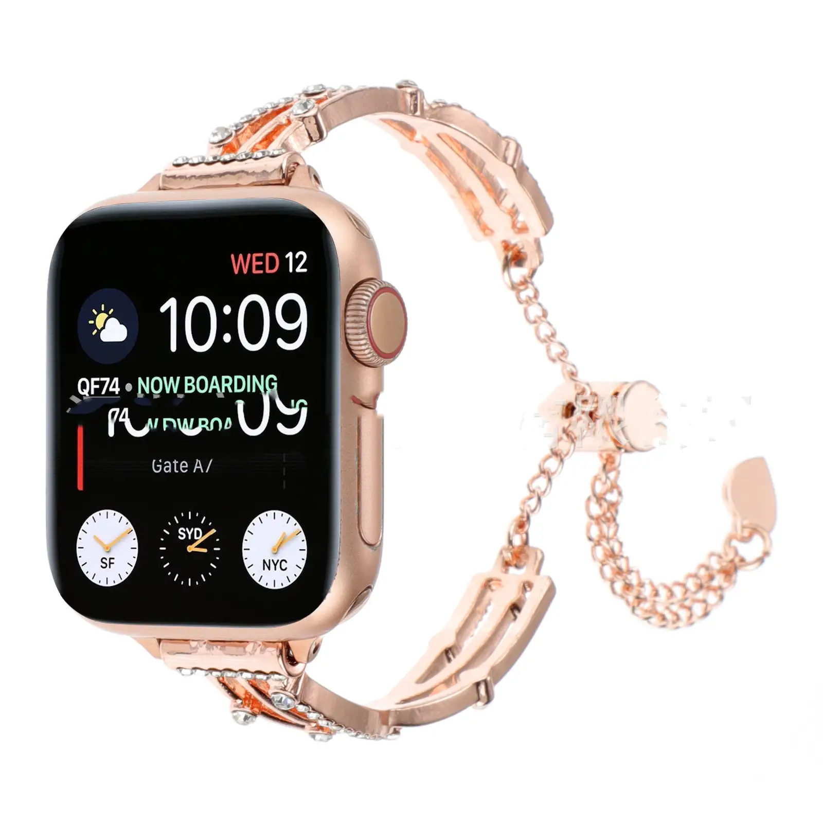X-shaped Hollow Rhinestone Bracelet Metal Watch Band