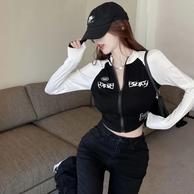 Women's American style College style Zipper Knitted Top White - Shop at LoveMi