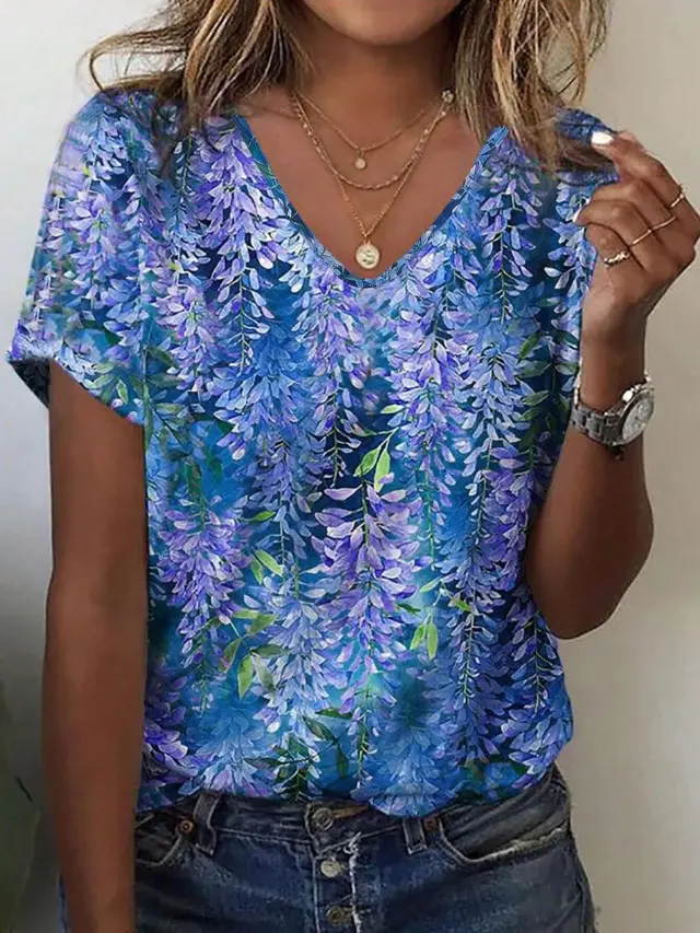 European And American Style Casual Women's Commuter Elegant V neck Short Sleeve Vtzh240410Huaa01 L - Shop at LoveMi