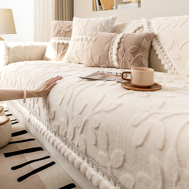 French-style Creamy Sofa Cushion Plush Seat Pad For Fall And Winter