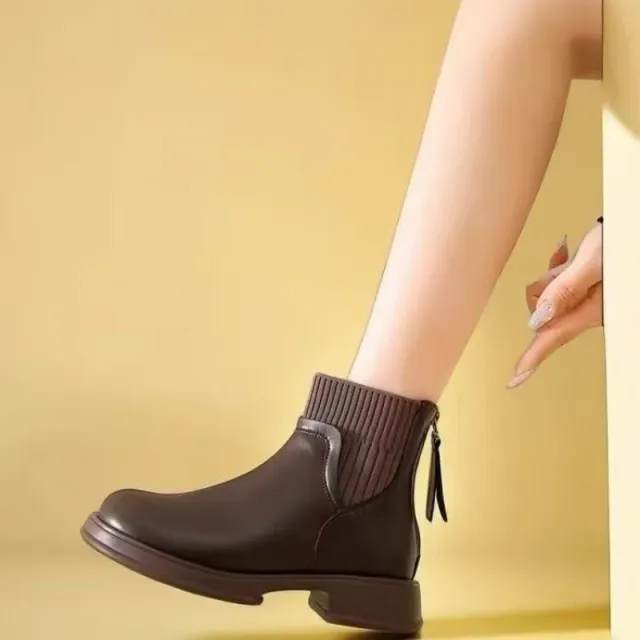 British Knitted Ankle Boots Thin Booties Martin Boots Brown - Shop at LoveMi