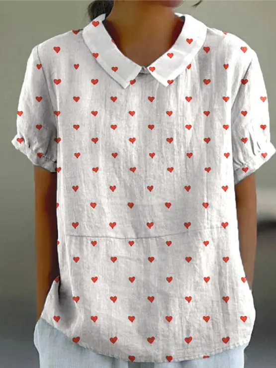 Lapel Loose Casual 3D Printed Pullover T shirt 4D758 - Shop at LoveMi