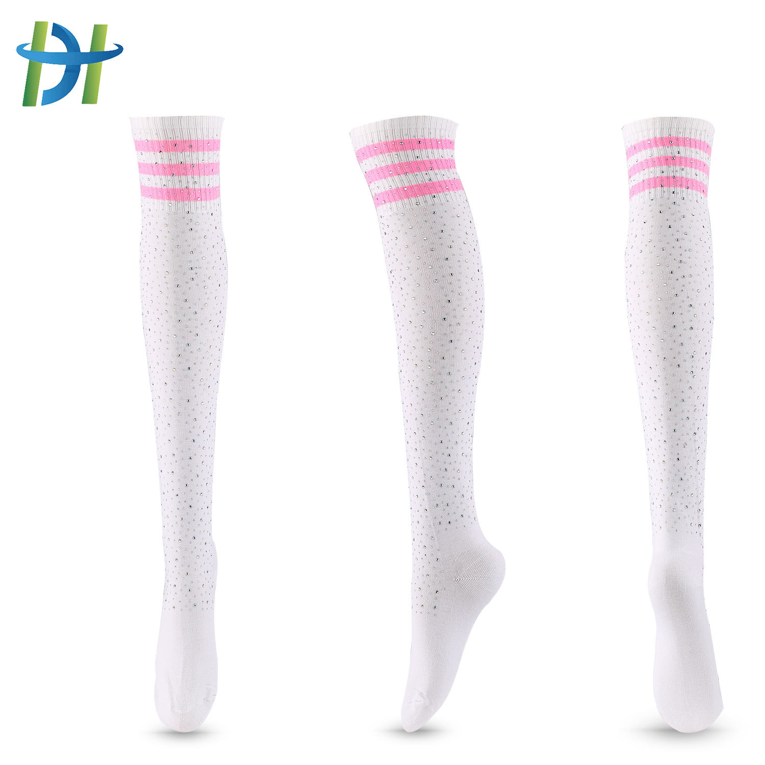 Title 12, Diamond Stocking Chaussettes hautes rayées en c...