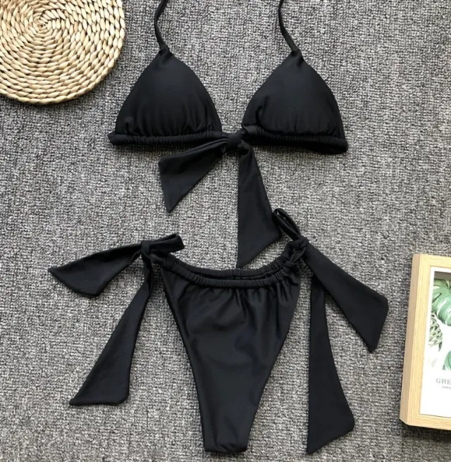 Fashion Simple Split Bikini Swimsuit For Women Black - Shop at LoveMi
