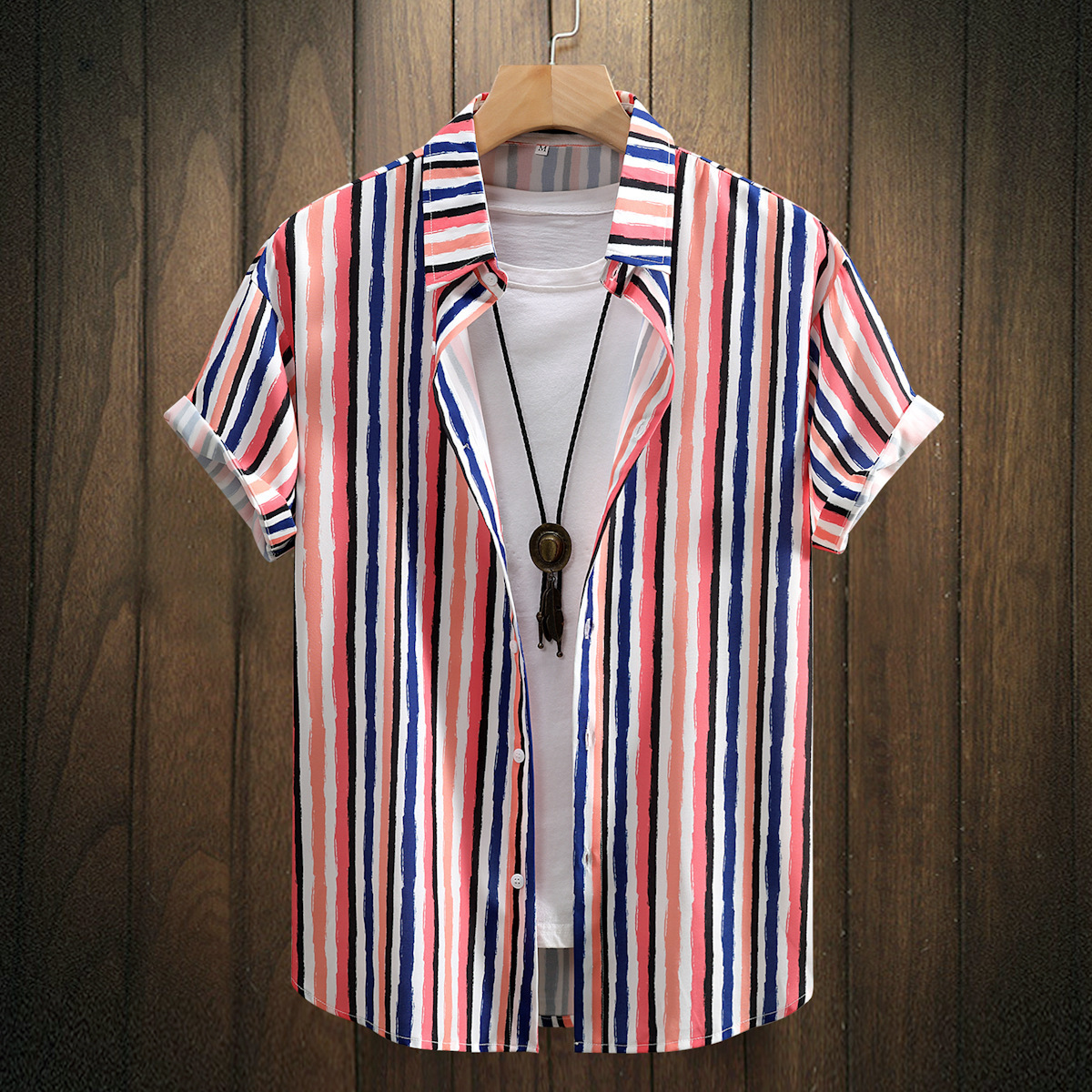 Mens Digital-Print Short-Sleeve Shirt - Image 4