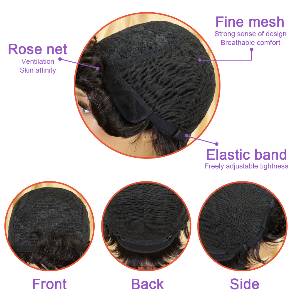 Full Machine Made Wig With Bangs Human Hair Wigs — foto 7