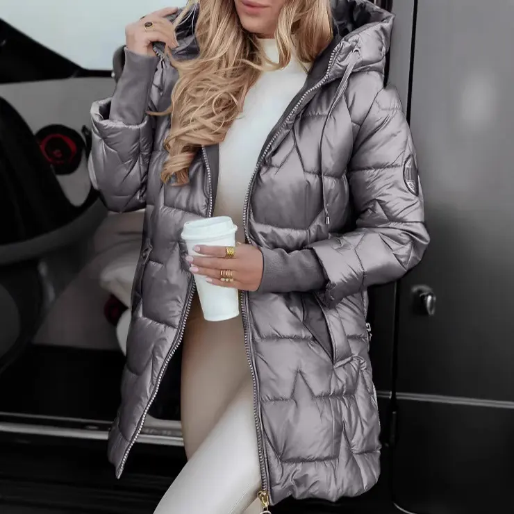 Hooded Cotton-Padded Jacket with Three Zippers