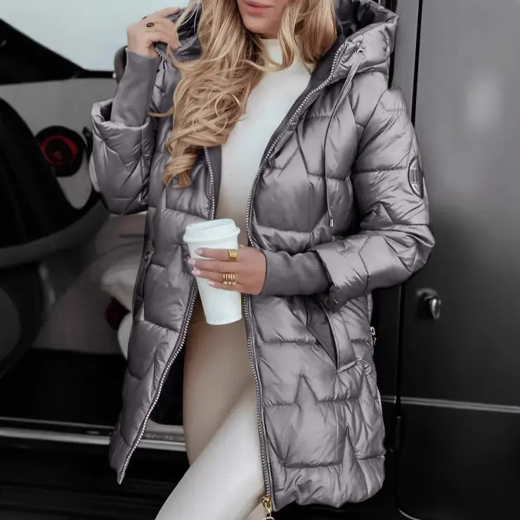 Hooded Cotton-Padded Jacket With Three Zippers