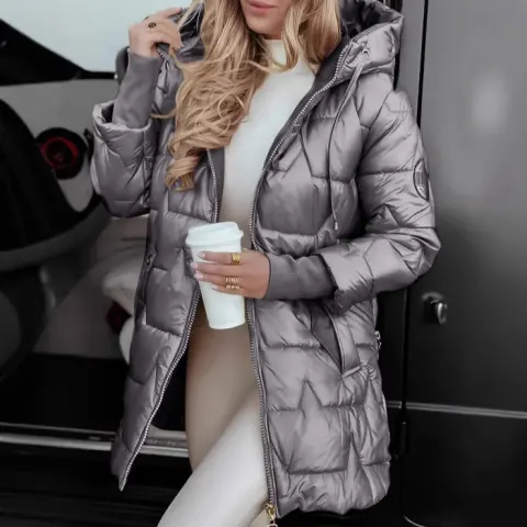 Hooded Cotton-Padded Jacket with Three Zippers
