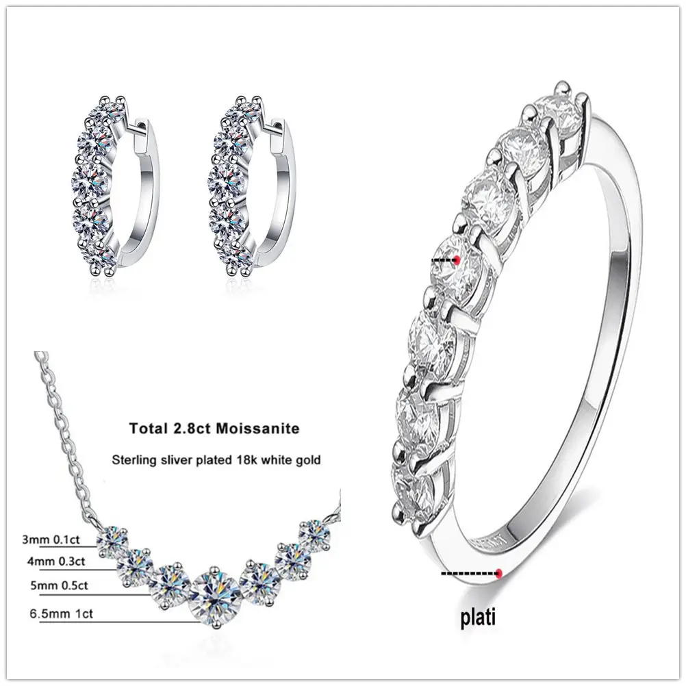 4.5 Karat Moissanite Suit Sterling Silver Jewelry Suit
