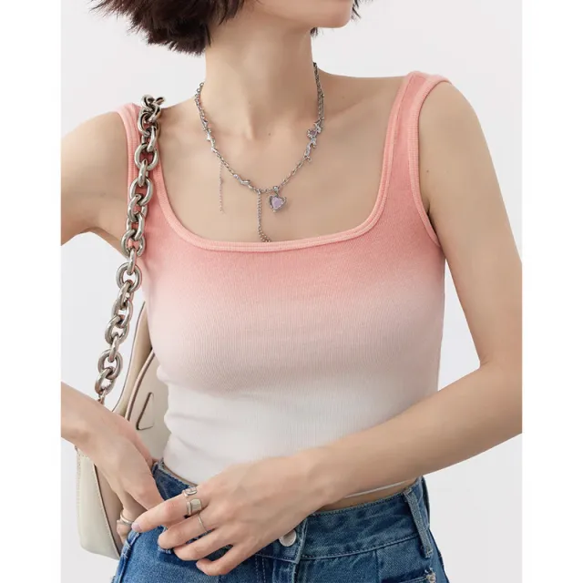 Gradient Color Outer Wear Strappy Sleeveless Tank Top Tan - Shop at LoveMi