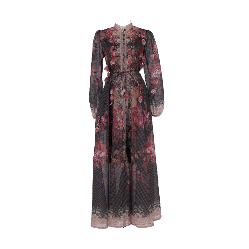 Heavy-Work Embroidered Hanging Flower Long Dress