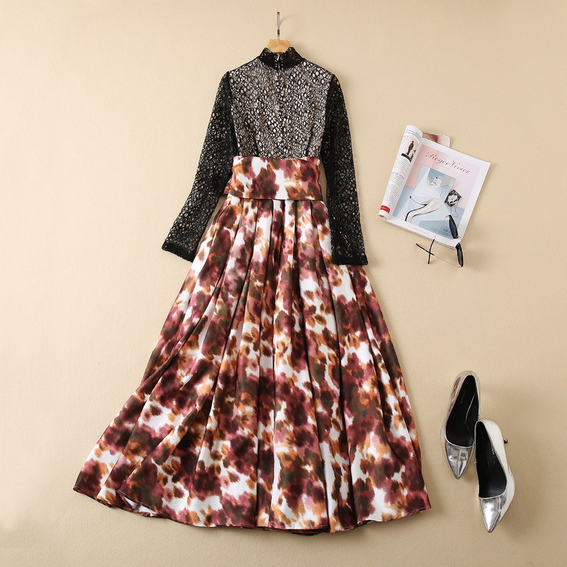 Lace-Trim Leopard Print Maxi Dress, picture 5 of 5
