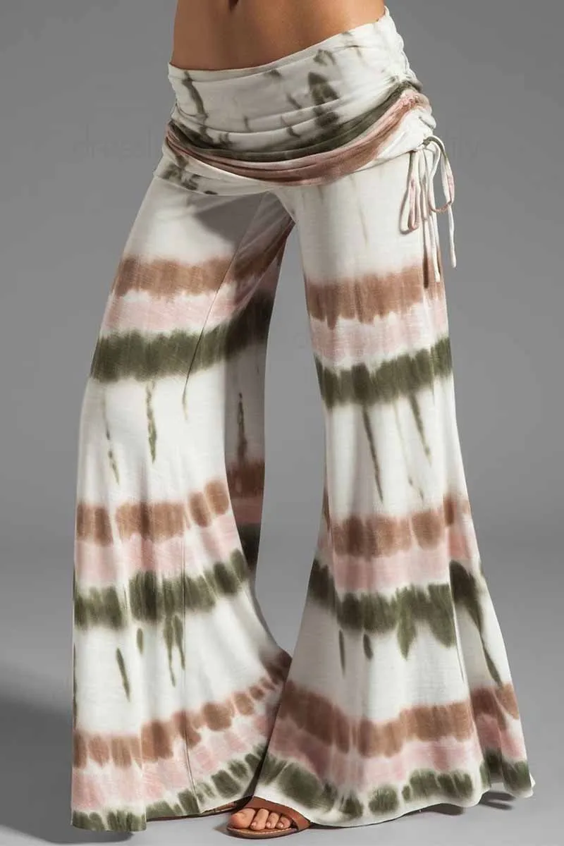 Women's Printed Casual Micro-pull Drawstring Trousers Wide-leg Pants - D5Pk9D232811X