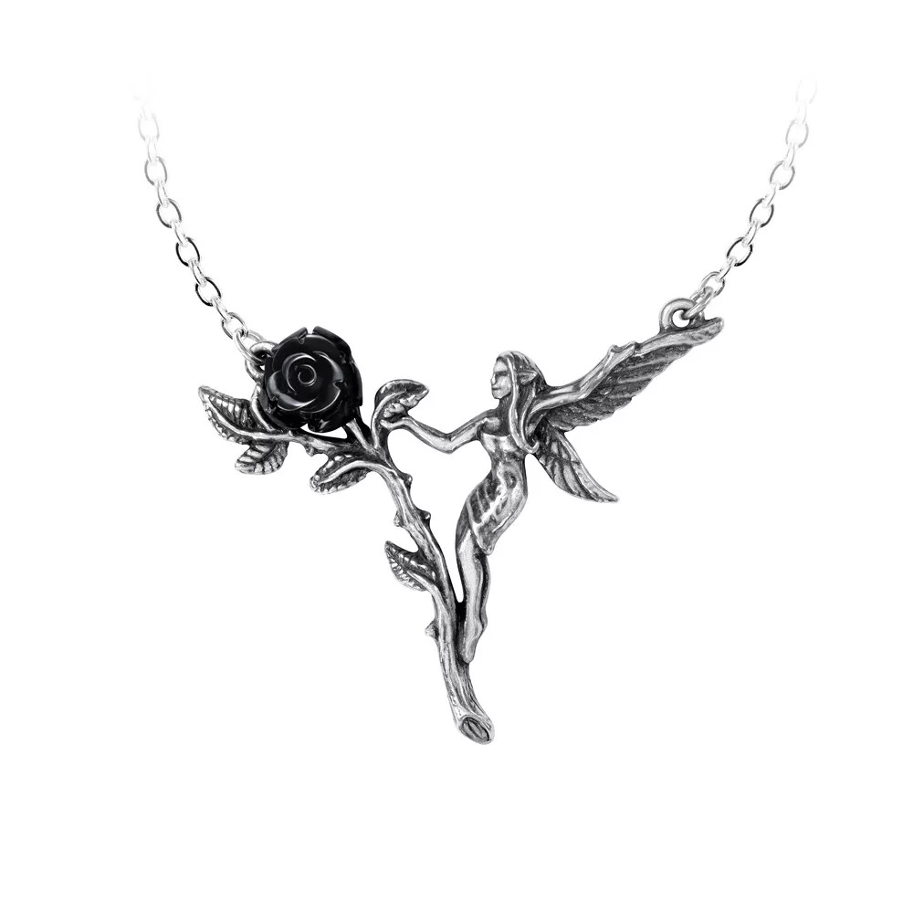 Gothic Angel And Rose Dancing Necklace