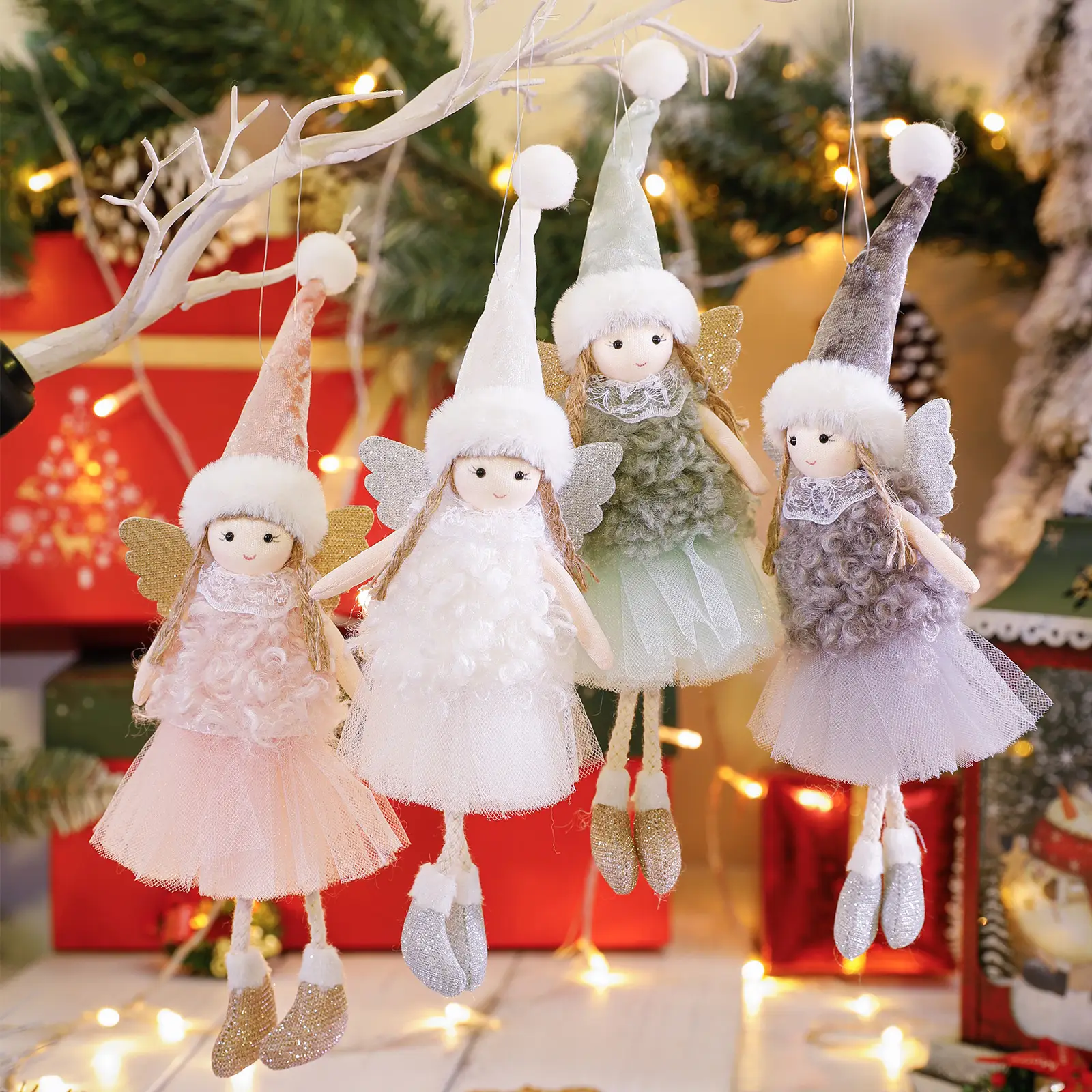 A Tall Hat Angel Girls' Doll Multicolor Cartoon Wings Show Window Decoration