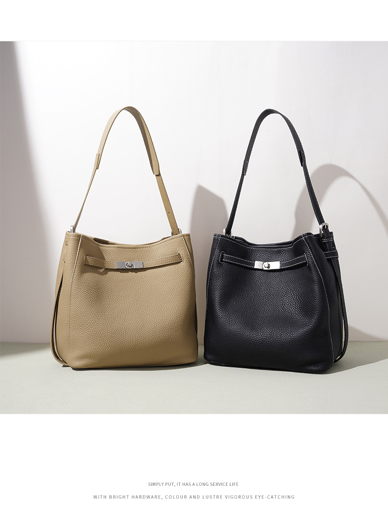 Medium-soft structured bucket bag