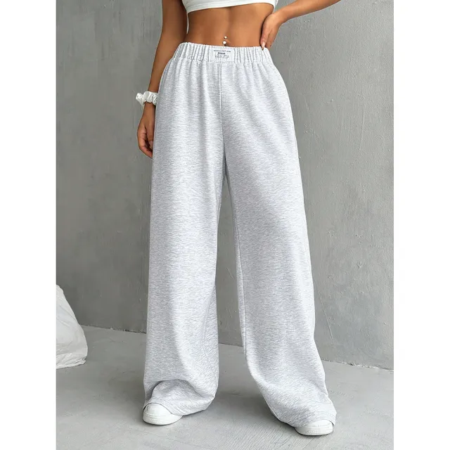 Comfortable Loose High Waist Wide leg Pants Ins Fashion White And Gray - Shop at LoveMi