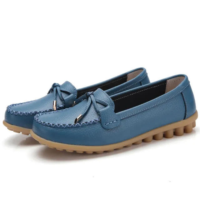 Women's Casual Flat Two layer Cowhide Gommino Blue - Shop at LoveMi