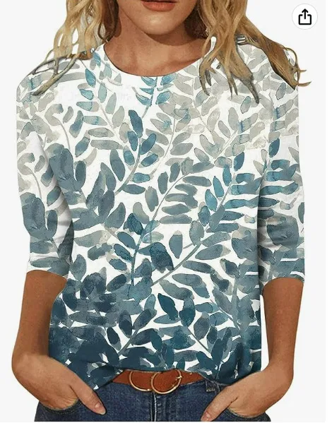 Women's Fashion Slim Fit Slimming Round Neck Printed Top Bx2023040609 2Xl - Shop at LoveMi