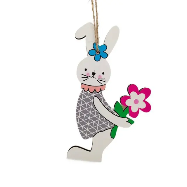Wooden Craftwork Pendant Creative Easter Cartoon Home Decorations No 6 - Shop at LoveMi