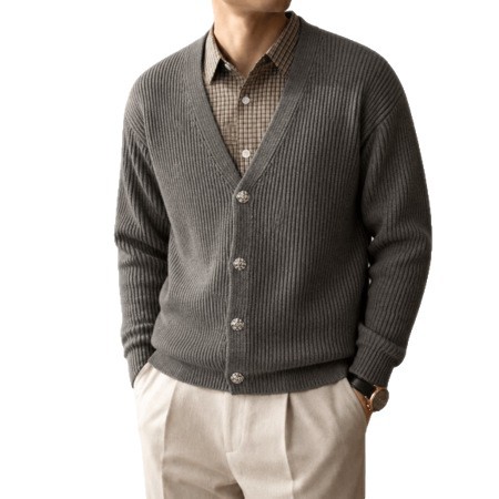 Ribbed V-Neck Cardigan, picture 5 of 5