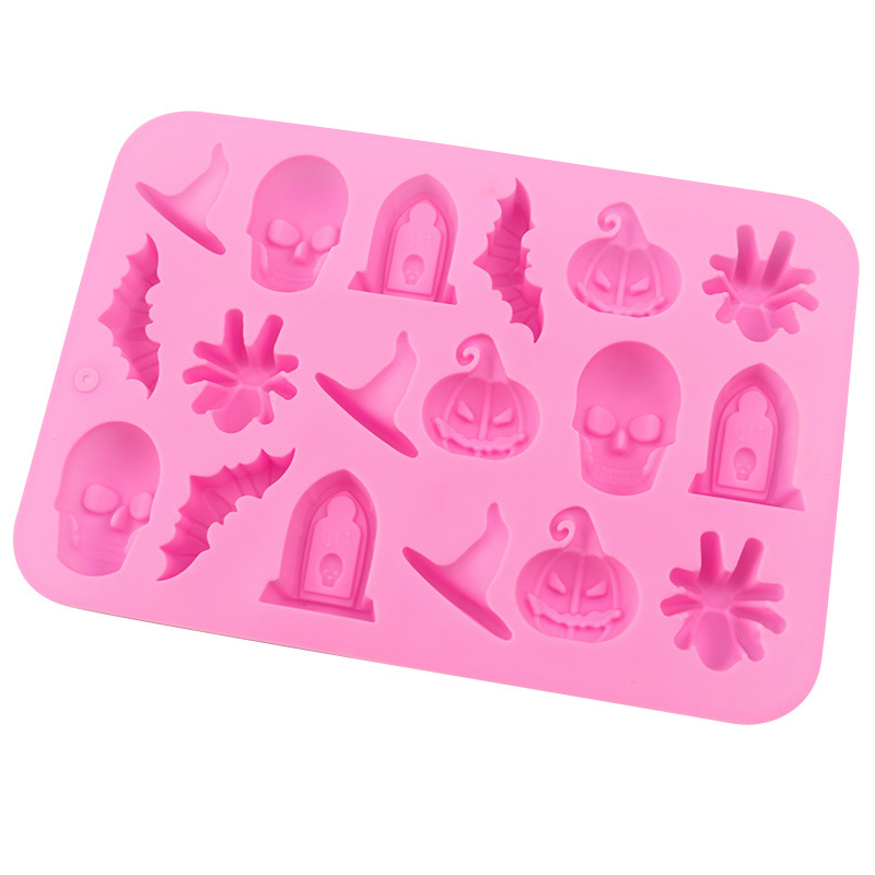 18 Even Halloween Skull Spider Theme Silicone Chocolate Mold — Pink — image 1 of 10